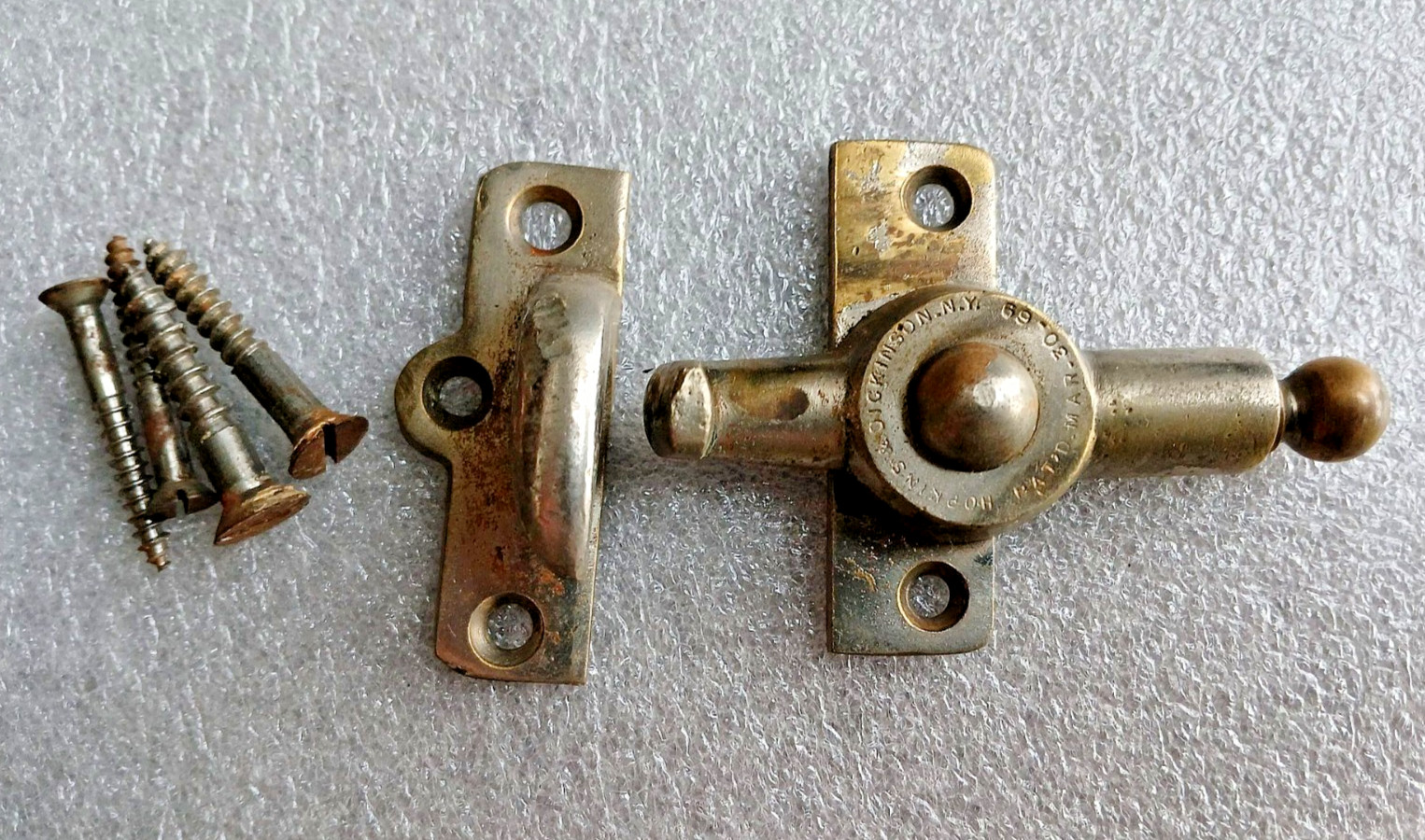 Hopkins & Dickinson Brass Spring Activated Door Latch – Pat. March 30, 1869