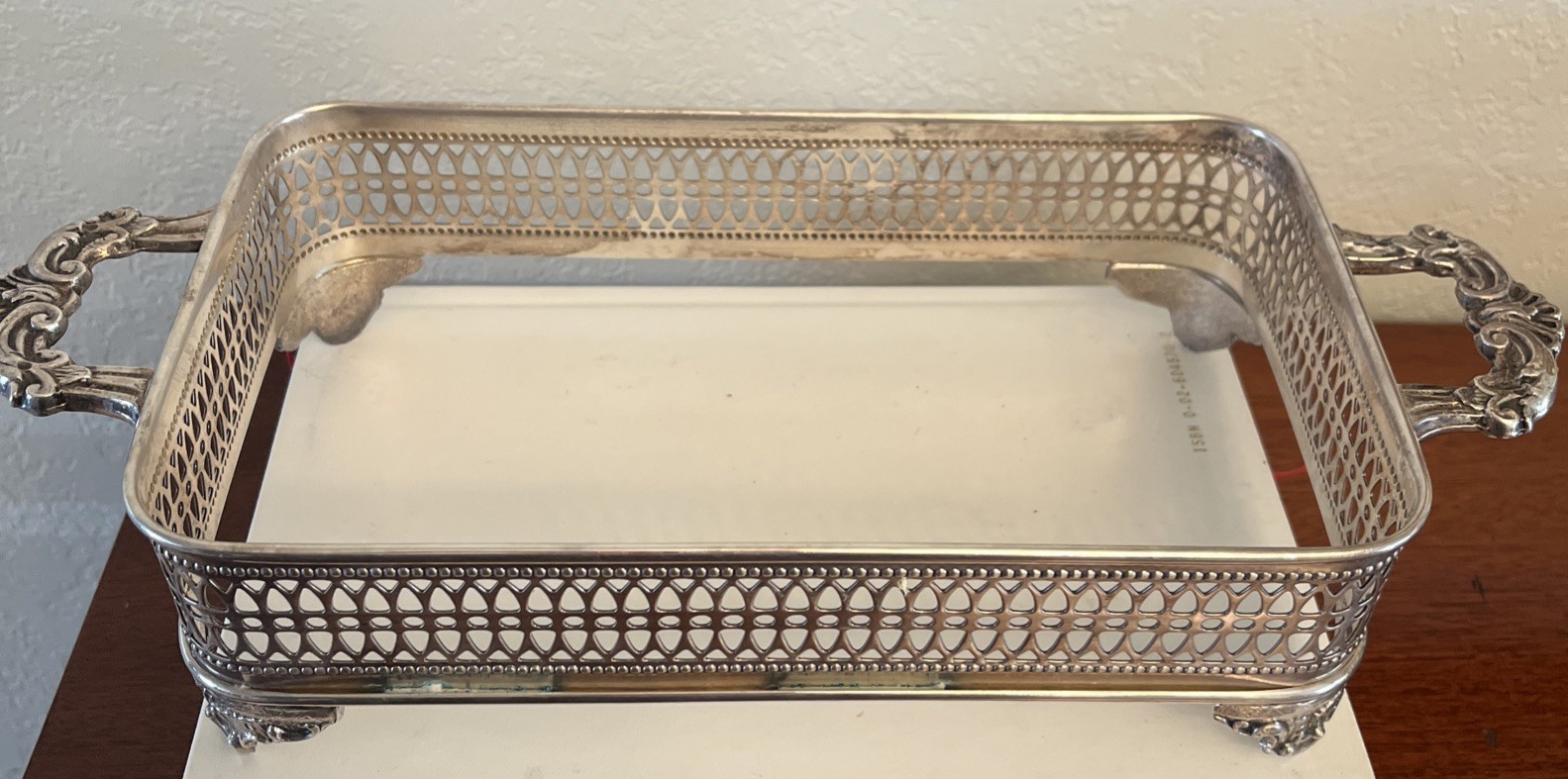Vintage Ornate Silver Plate Tray /dish Holder For 9 X 5 X 1 .75 Inch Dish