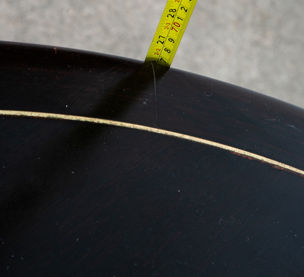 Mid Century Modern Dining Table Card Walnut Round Custom Vintage Brass Gold Mcm
