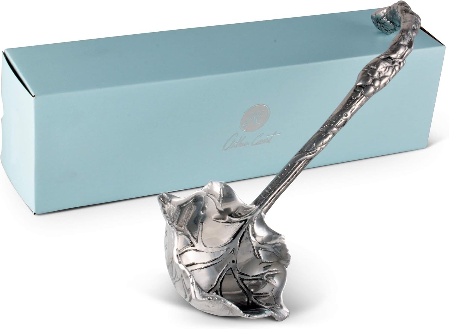 Aluminum Grape Pattern Punch/Soup/Serving Ladle Silver Spout 12 inch Long