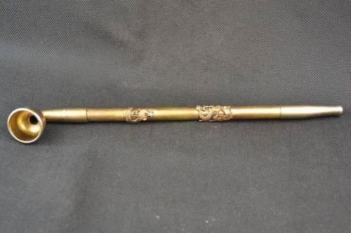 Chinese Old Tibetan Copper Dragon and phoenix Tobacco Smoking Tool pipe