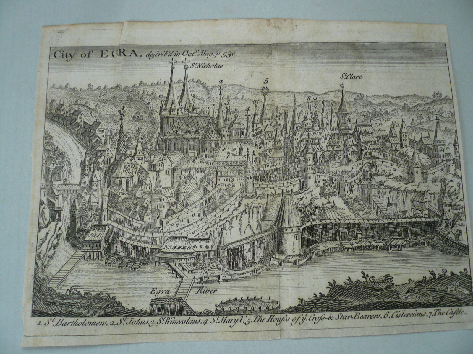 Cheb anno 1742, copperengraving, ORIGINAL City of Egra (Cheb).