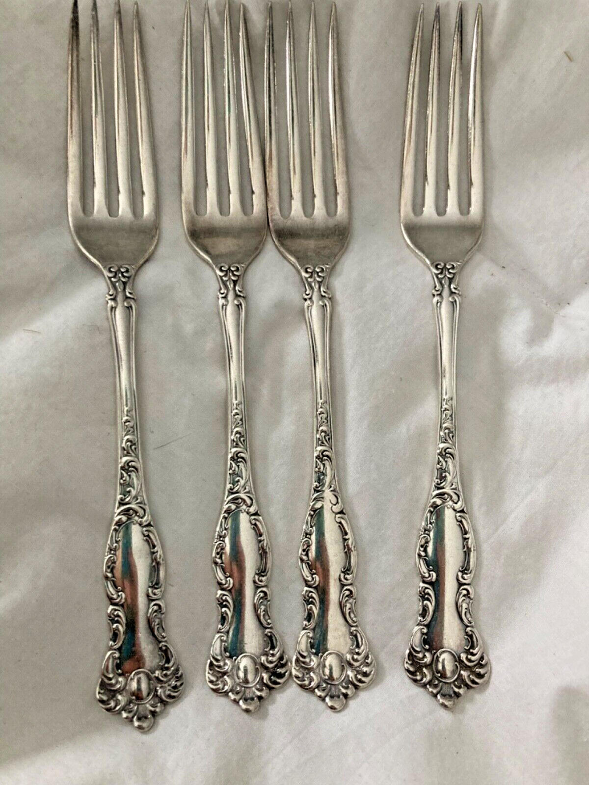 Antique Silverplate ROGERS OXFORD 1901 Luncheon Forks LOT of 4 No Mono ELEGANT!
