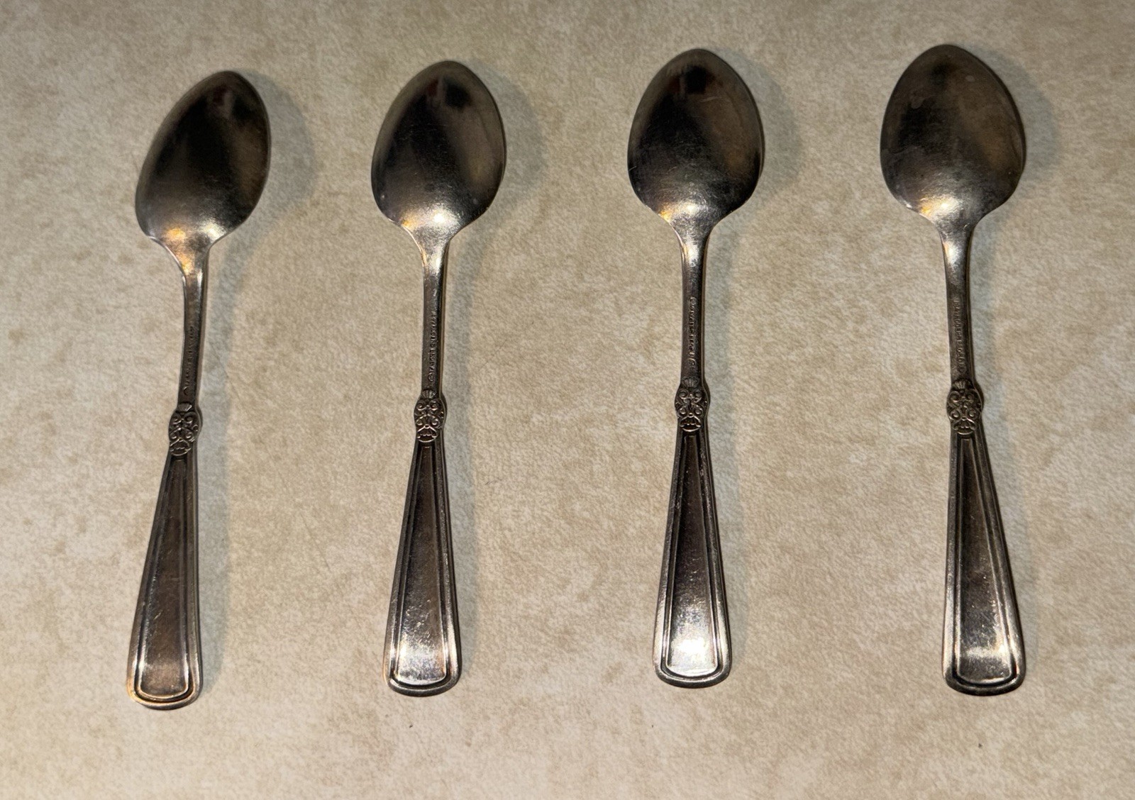 4 Antique 1847 Roger’s Bros Arcadian Demitasse Spoons