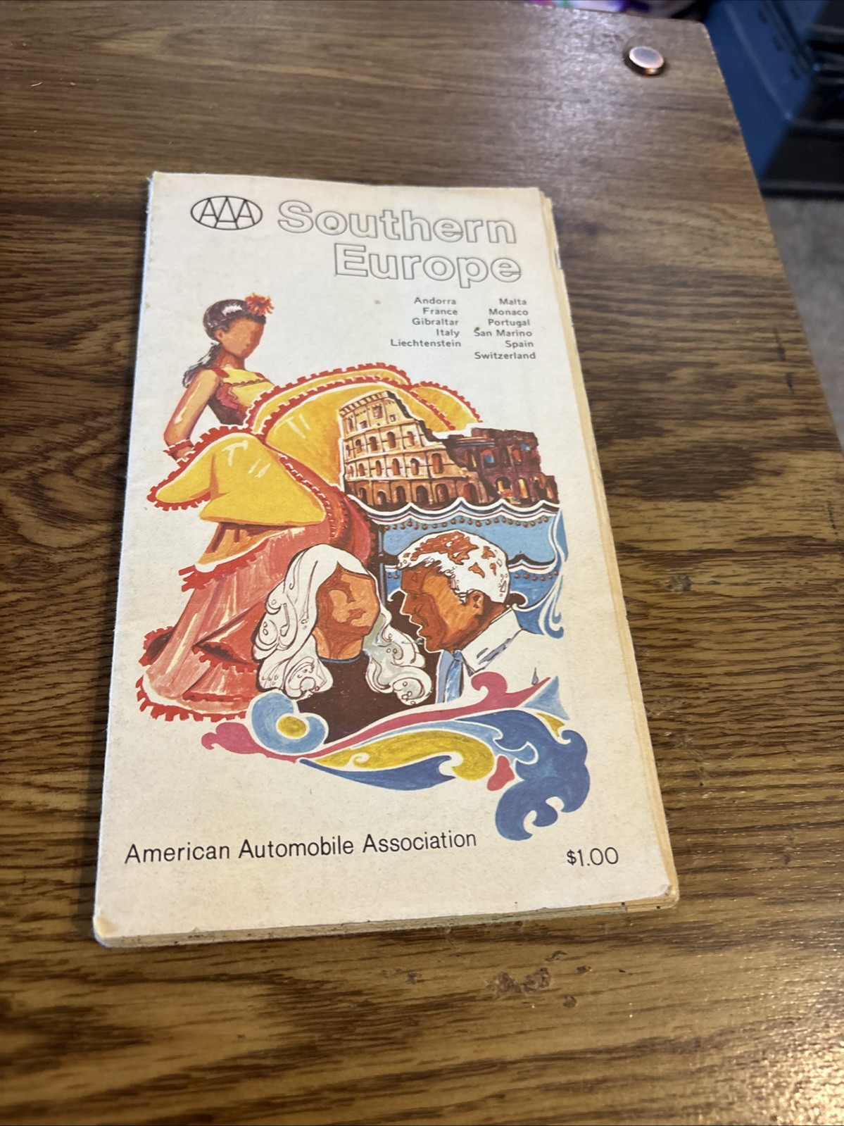 Southern Europe American Automobile AAA Map 1972