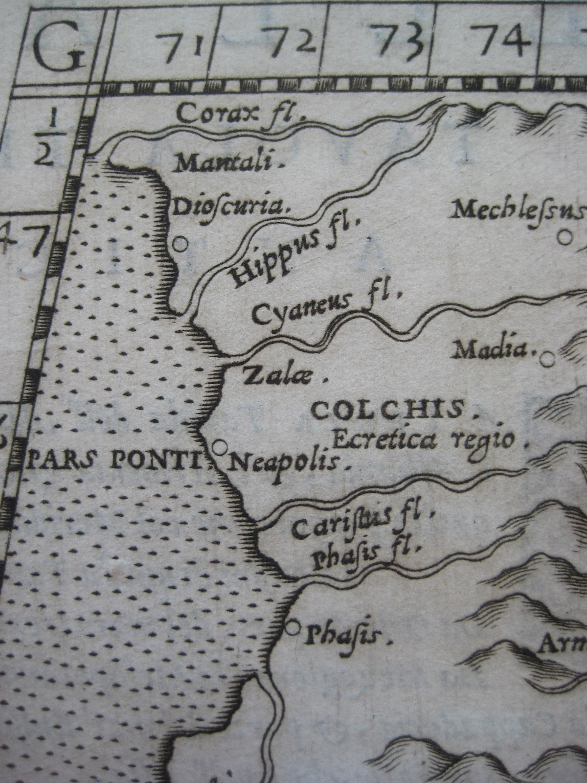 Original 1561 Ruscelli Ptolemaic Map ARMENIA CAUCASUS Russia Caspian Sea Persia