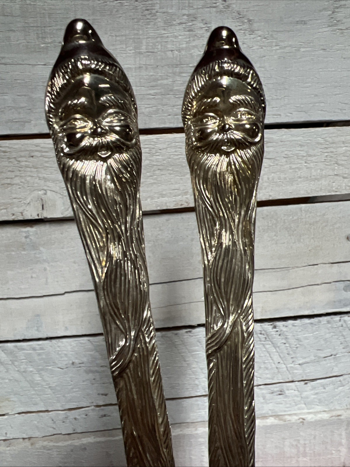 International Silver Silverplated Santa Claus Salad Fork & Spoon Serving Holiday