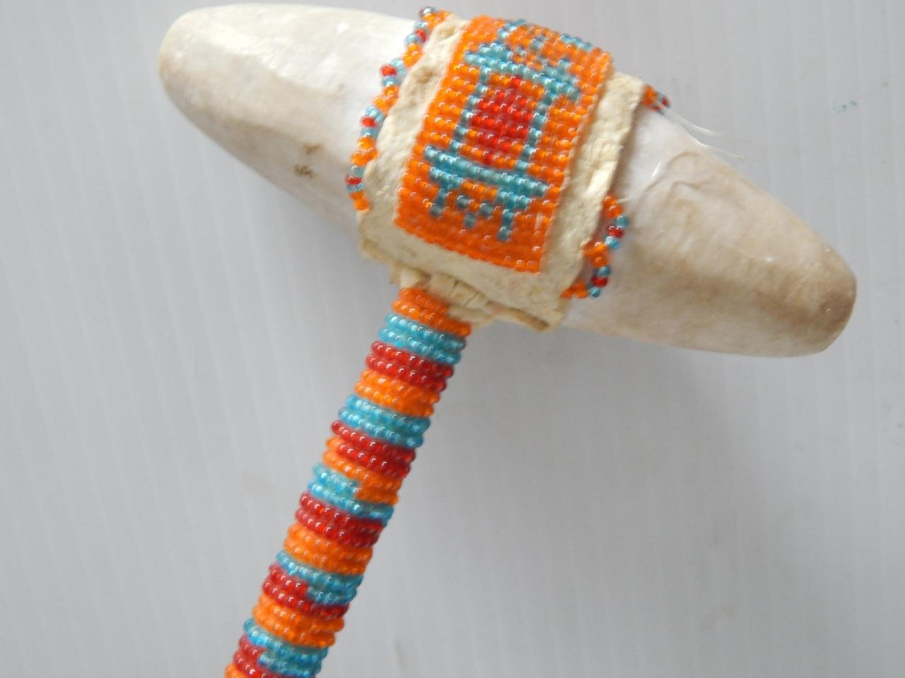 VINTAGE BEADED PLAINS INDIAN SOUTHERN CHEYENNE STONE WAR / DANCE CLUB –