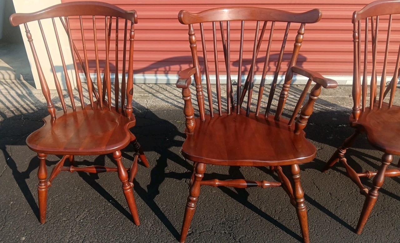 FIDDLE BACK WINDSOR CHAIRS CHERRY WOOD AMERICAN TENDON JOINT LEG CHOICE of FIVE
