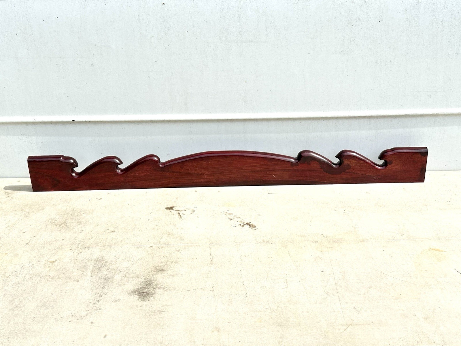 Wave Carved 37.75″ Asian Rosewood Pediment wooden crown crest topper door header