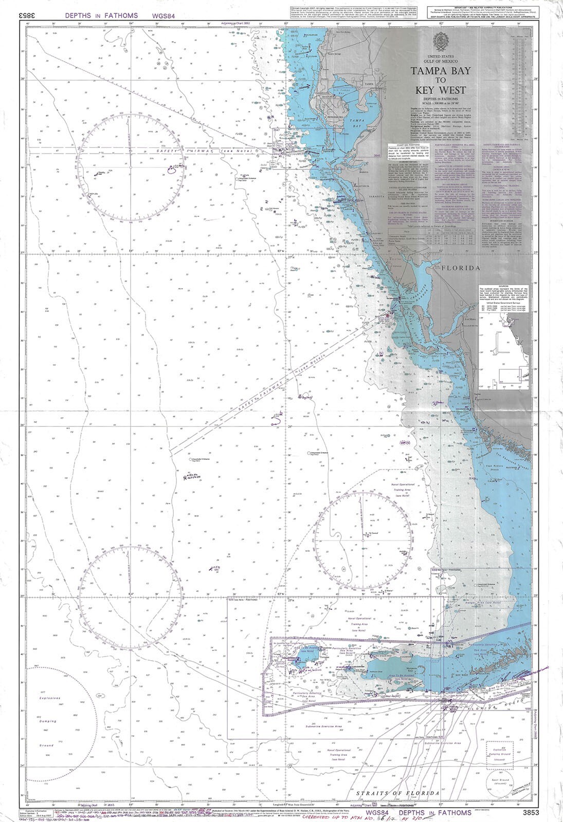 Admiralty 3853 Tampa Bay Key West United States Gulf Of Mexico Marine Map Chart