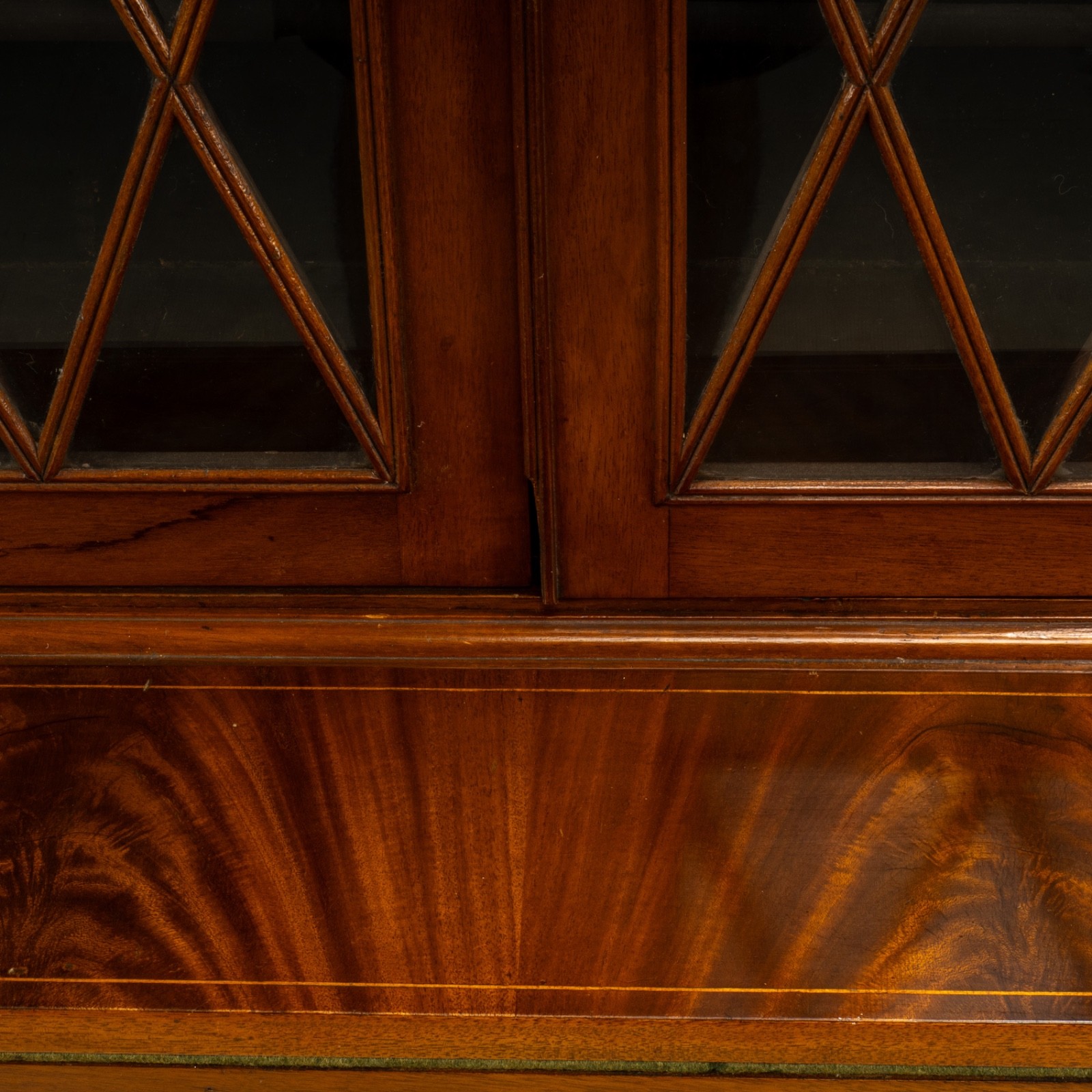 Late 19th Century Flame Mahogany Secretary Desk Bookcase Antique Drop Front Desk
