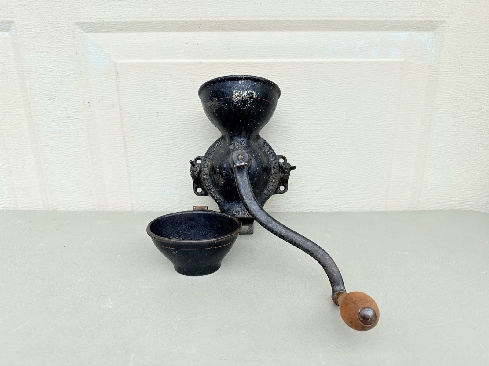 Antique Enterprise No. 00 Wall Mount Coffee Grinder with Cup