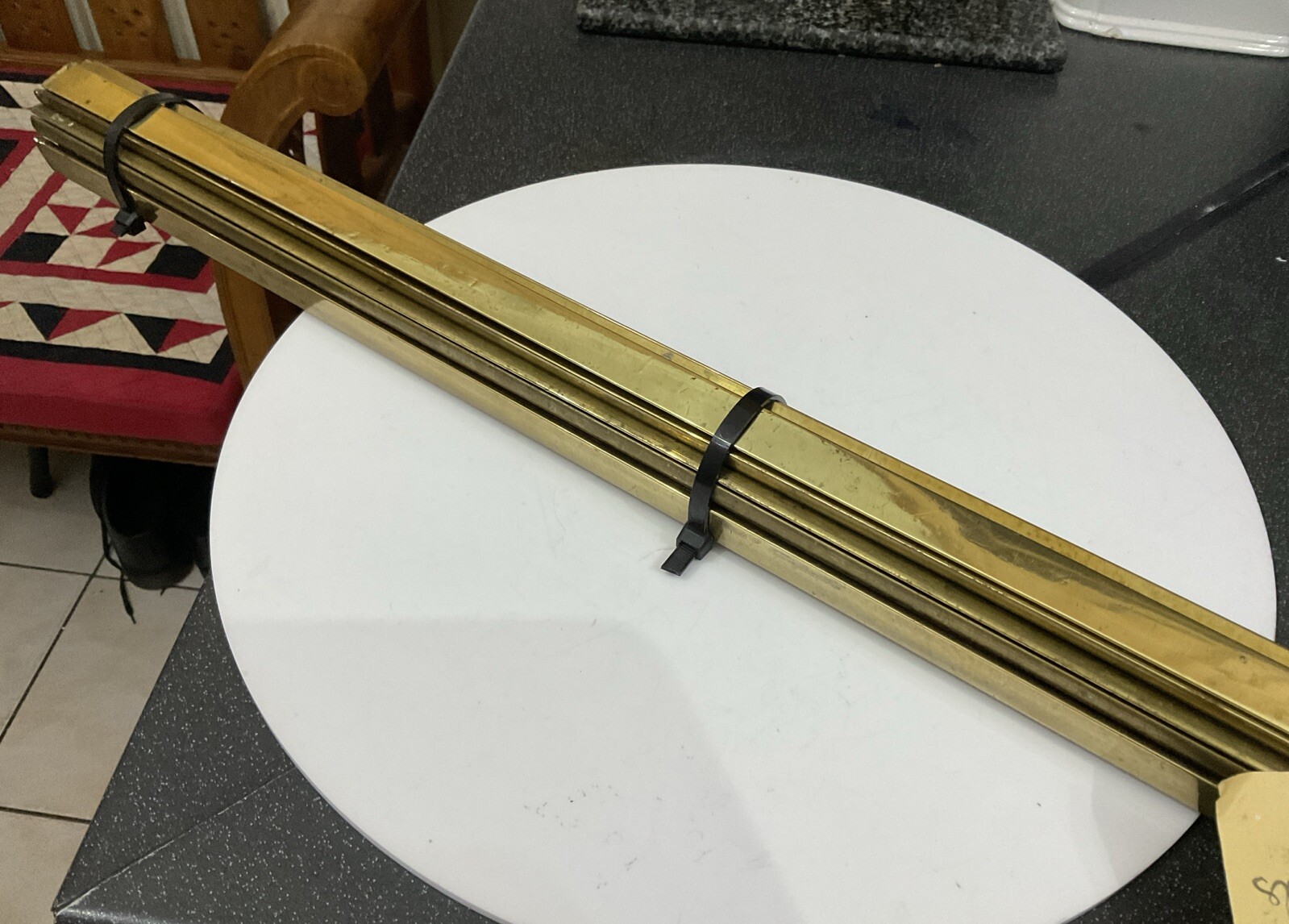 Antique Vintage Semi Circle Heavy Brass Stair Rods Bars x 16 – No Clips