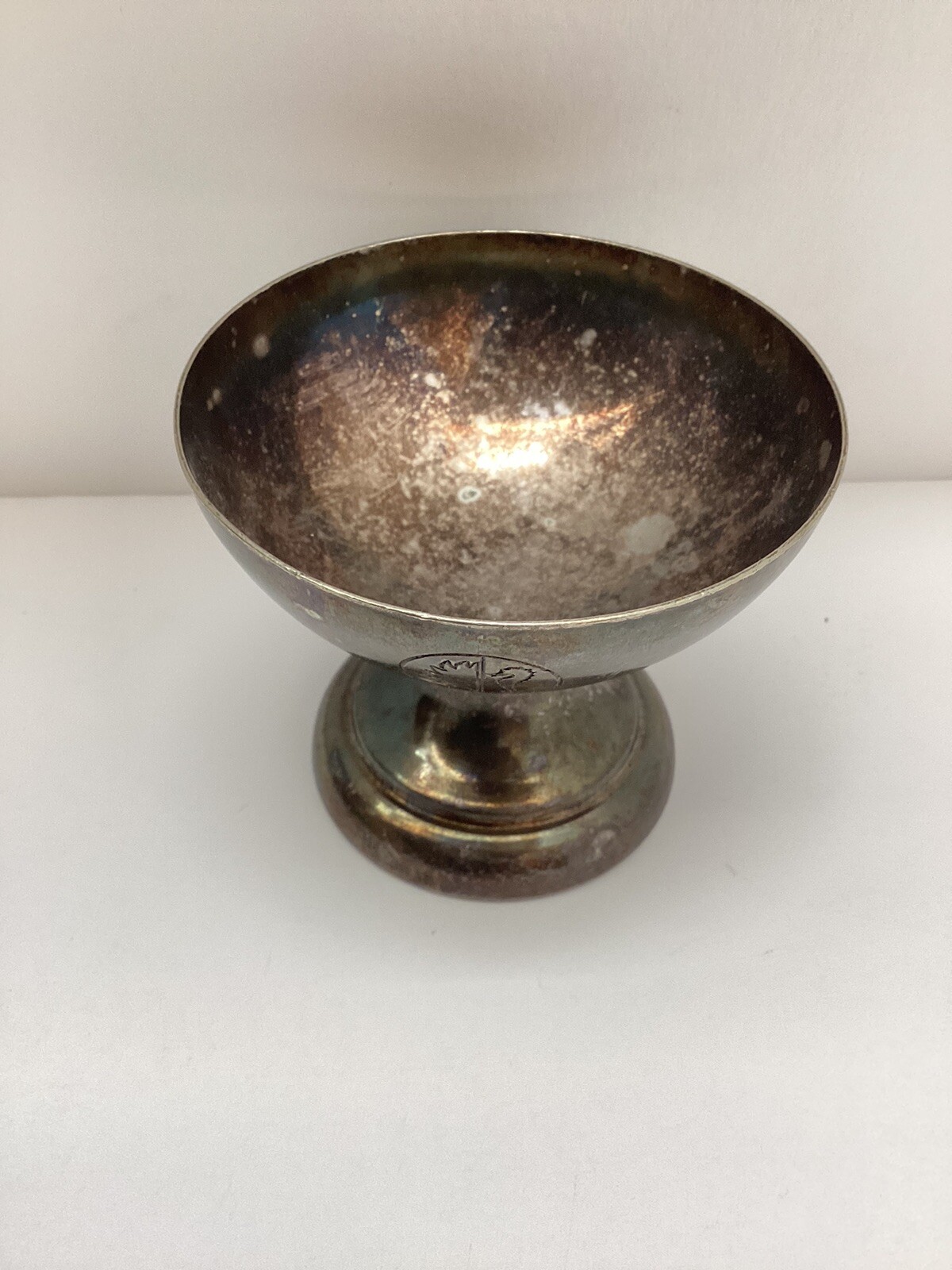 Grand Silver Co Wear Brite Nickel Silver Cup Sm Vtg Engraved Seahorse & Stamped