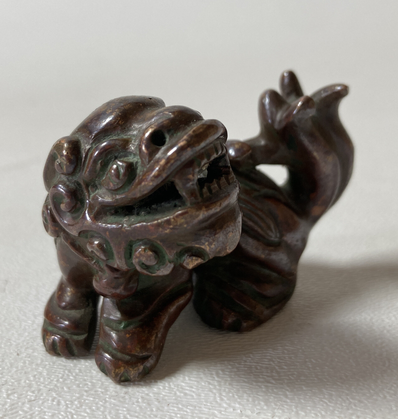 Vintage China Chinese Solid Heavy Bronze Foo Fu Dog Guardian Lion Statue Small