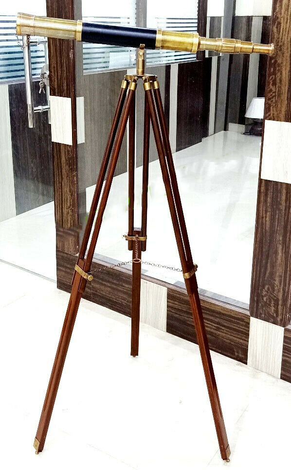 27″ Nautical Master Harbor Antique Telescope with Wood Tripod Stand Vintage Scop