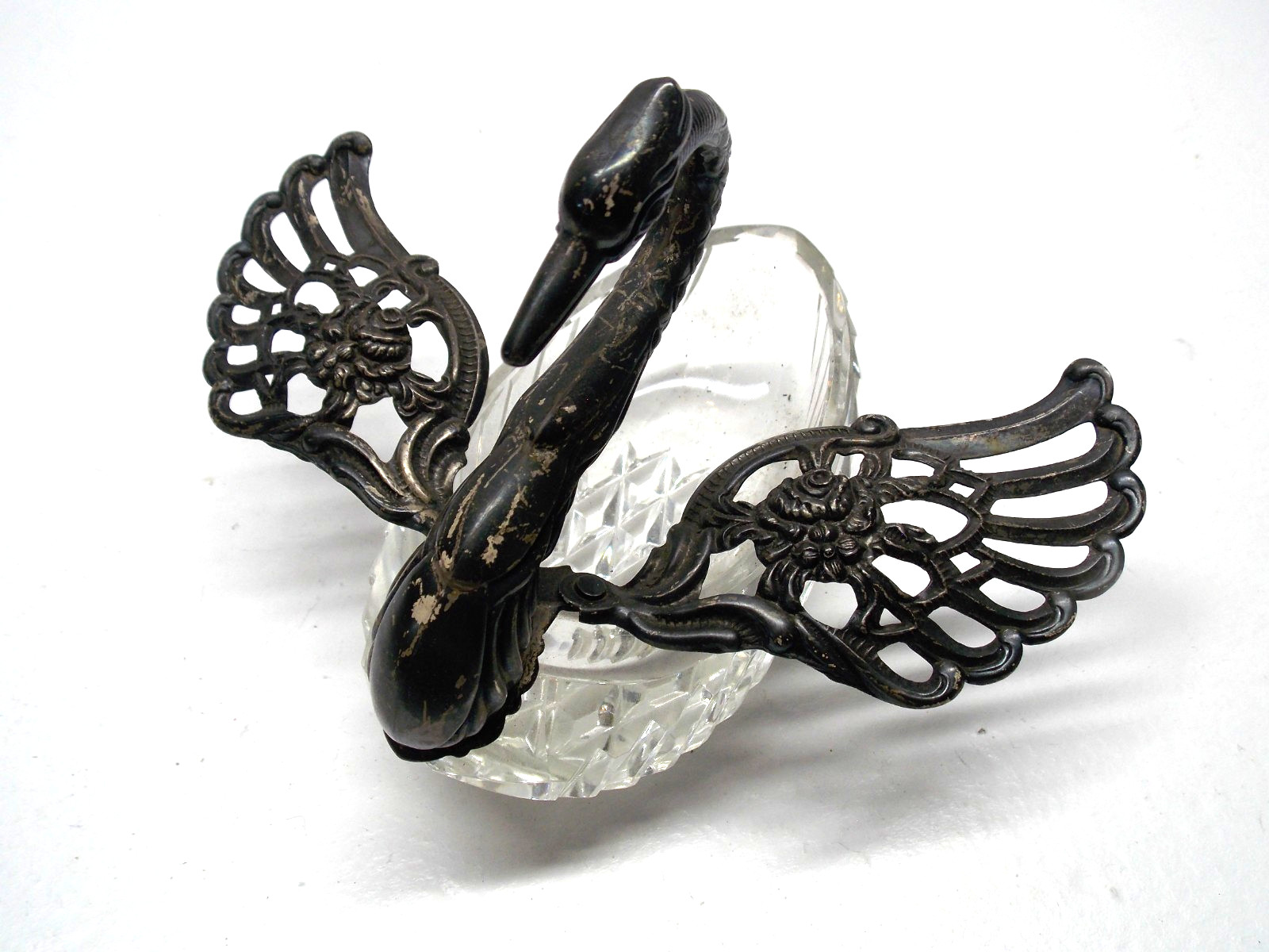 VINTAGE STERLING SILVER SALT CELLAR SWAN TRINKET DISH 935 *