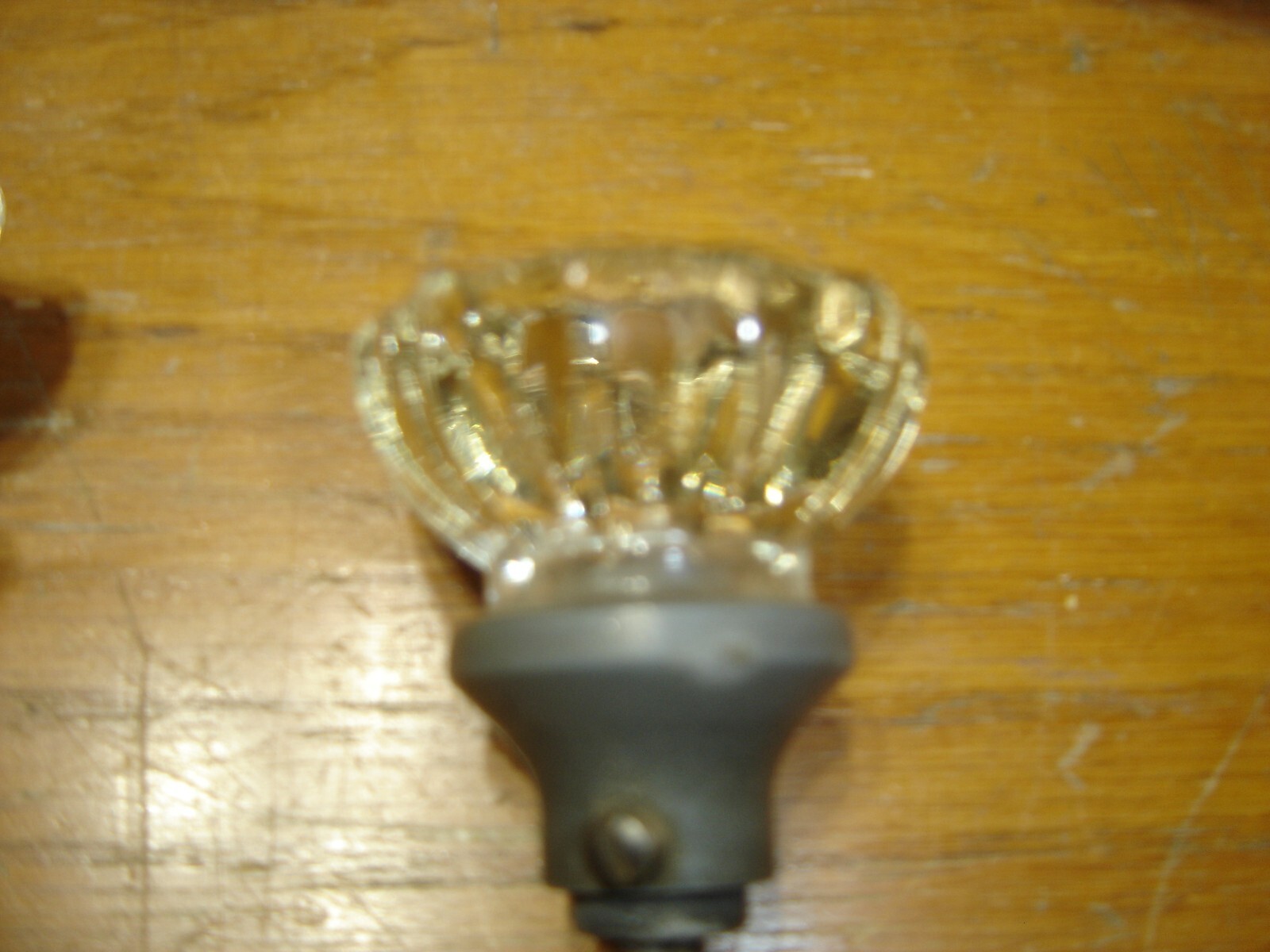 15 Antique Glass Door Knobs ~ Scalloped Edge ~ Raised Center #4236