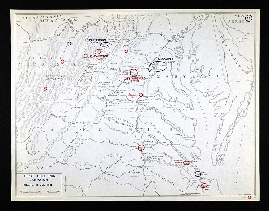 West Point Civil War Map Battle First Bull Run July 15 Manassas Washington DC
