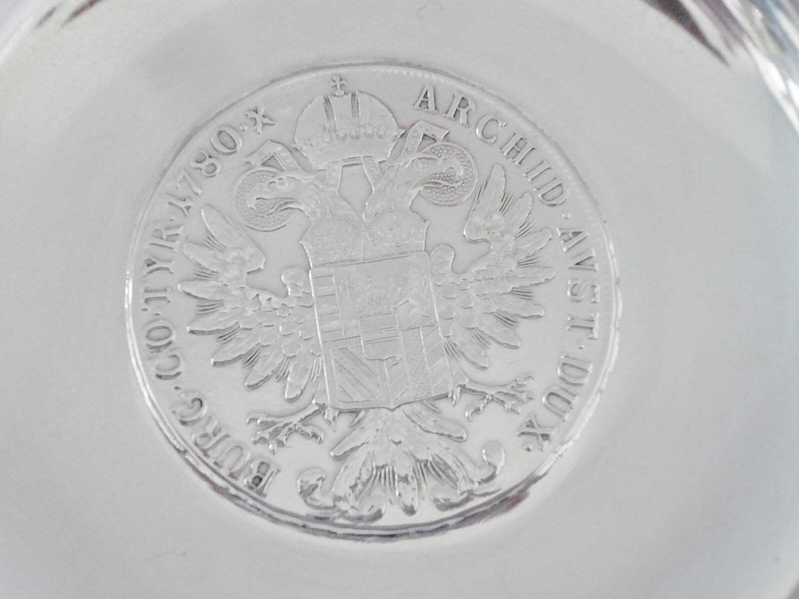 Chinese Export Silver Coin Dish, WAI KEE, 1780 Maria Theresia Thaler