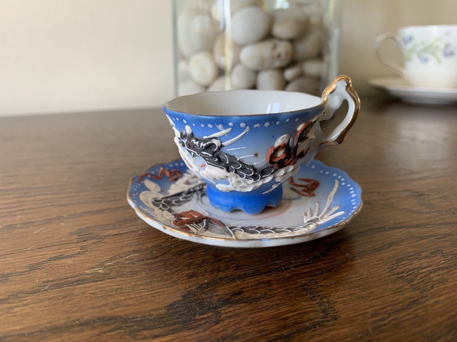 Vintage Japanese Moriage Dragonware Cup And Saucer