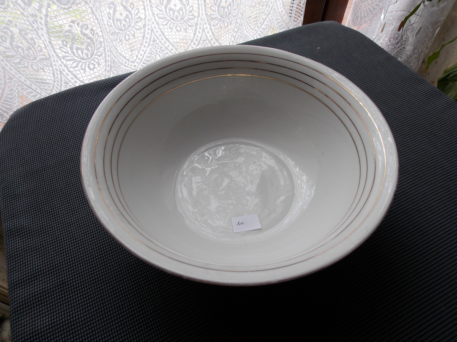 Vierzon Porcelain Marc Larcheveque Salad Bowl Decorated With Gold Stripes
