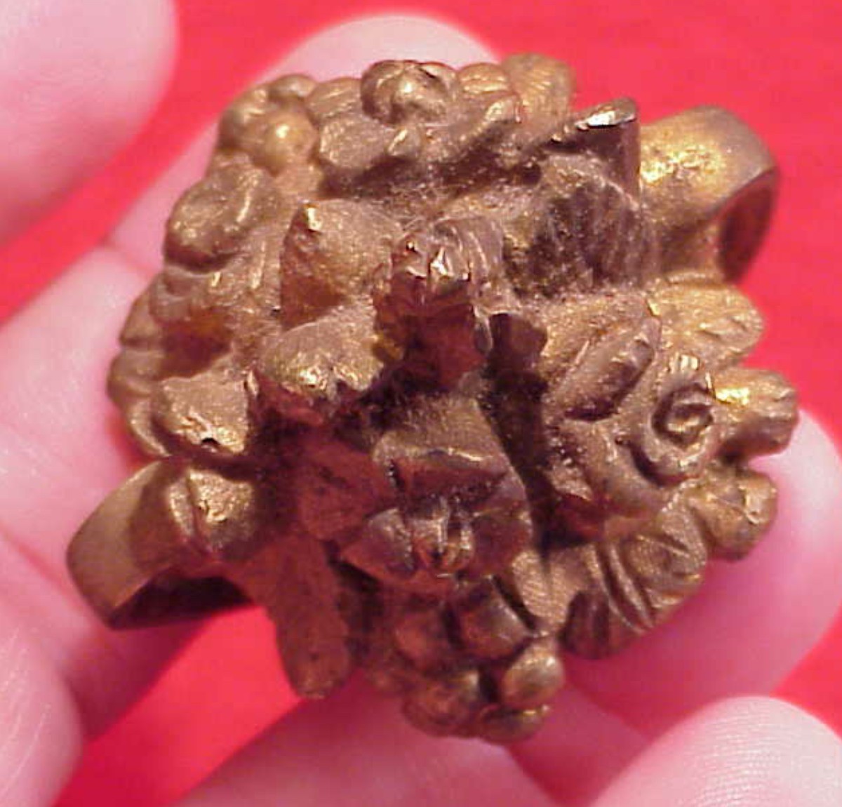 ORIGINAL 2 1/4″ BRASS FINIAL FROM 1840s TORTISE INLAY MANTLE CLOCK GOLD GILT