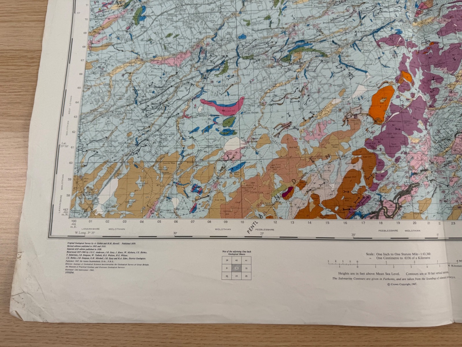 Edinburgh Lothian Geological Survey Map Sheet 32 Drift Edition 1967 Scotland OS