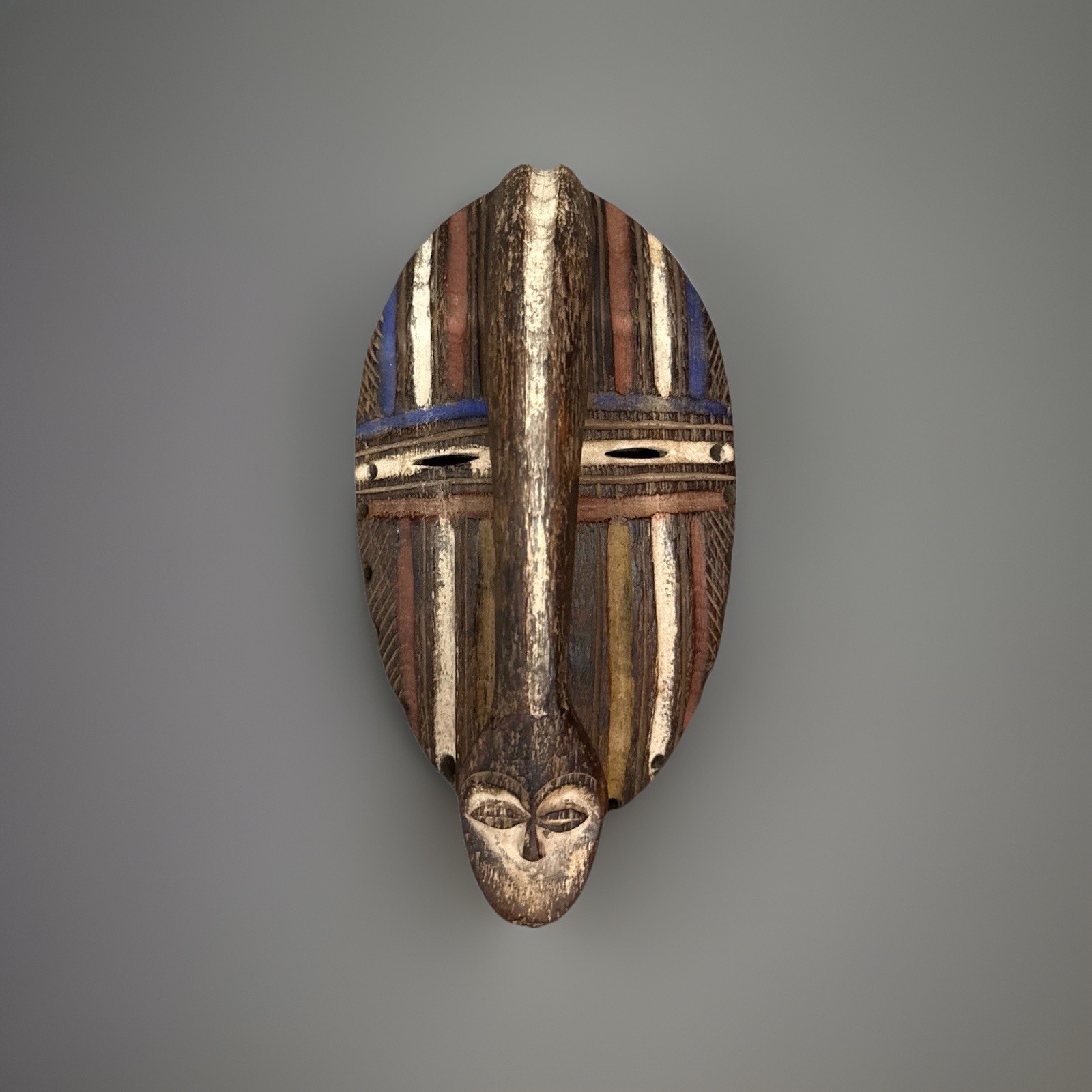 Authentic African Kwese Mask DR Congo Afrique -H13 inch 8 inch Wide 20 Century