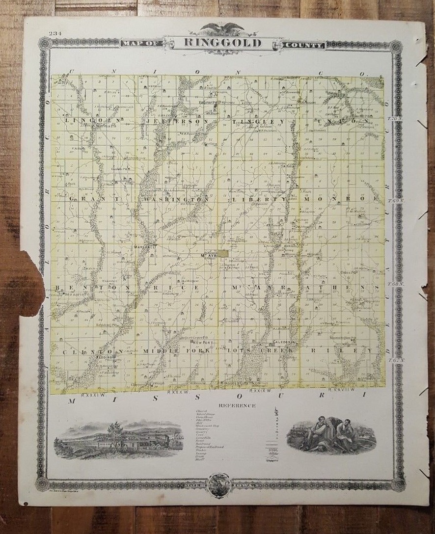 NICE MAP – TAYLOR & RINGGOLD COUNTY – IOWA – Andreas Atlas Co. 1875
