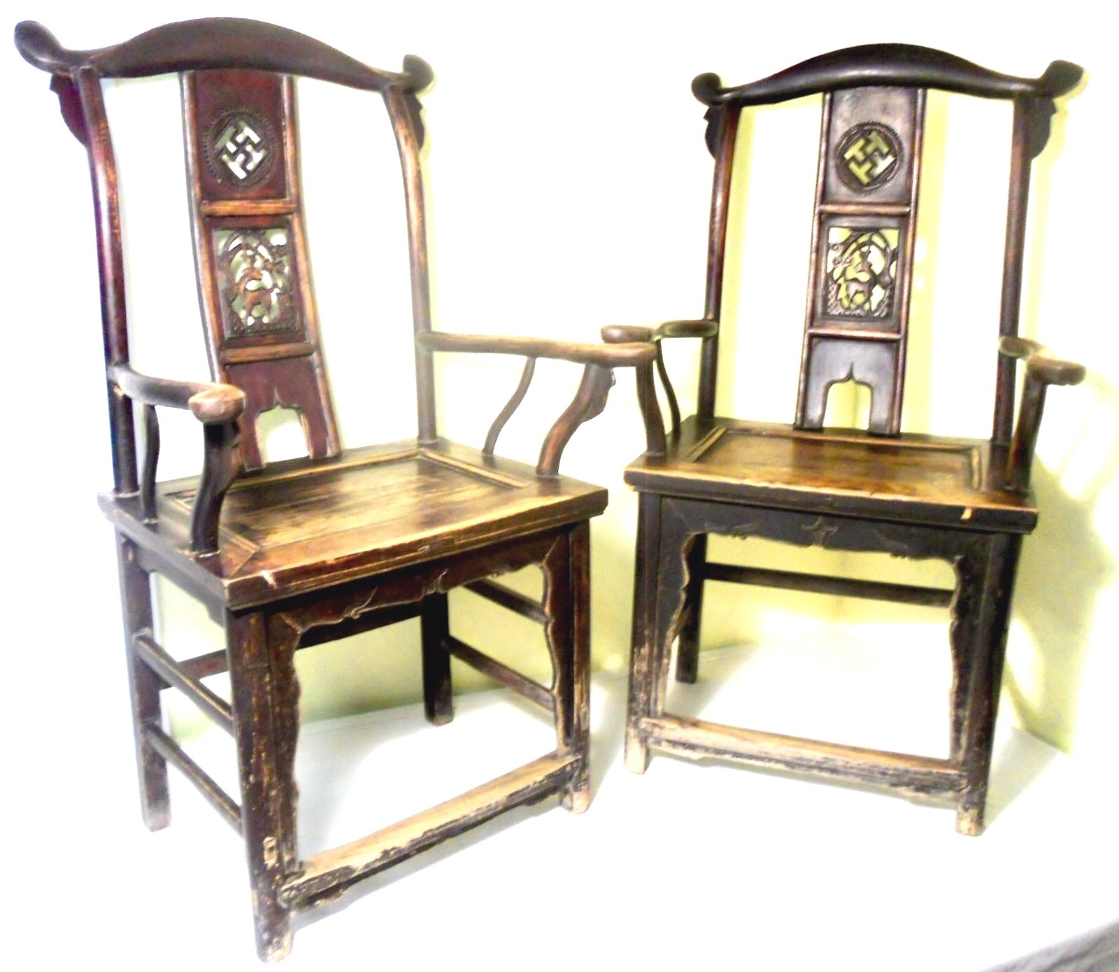 Antique Chinese High Back Arm Chairs (2629)(Pair), Circa 1800-1849