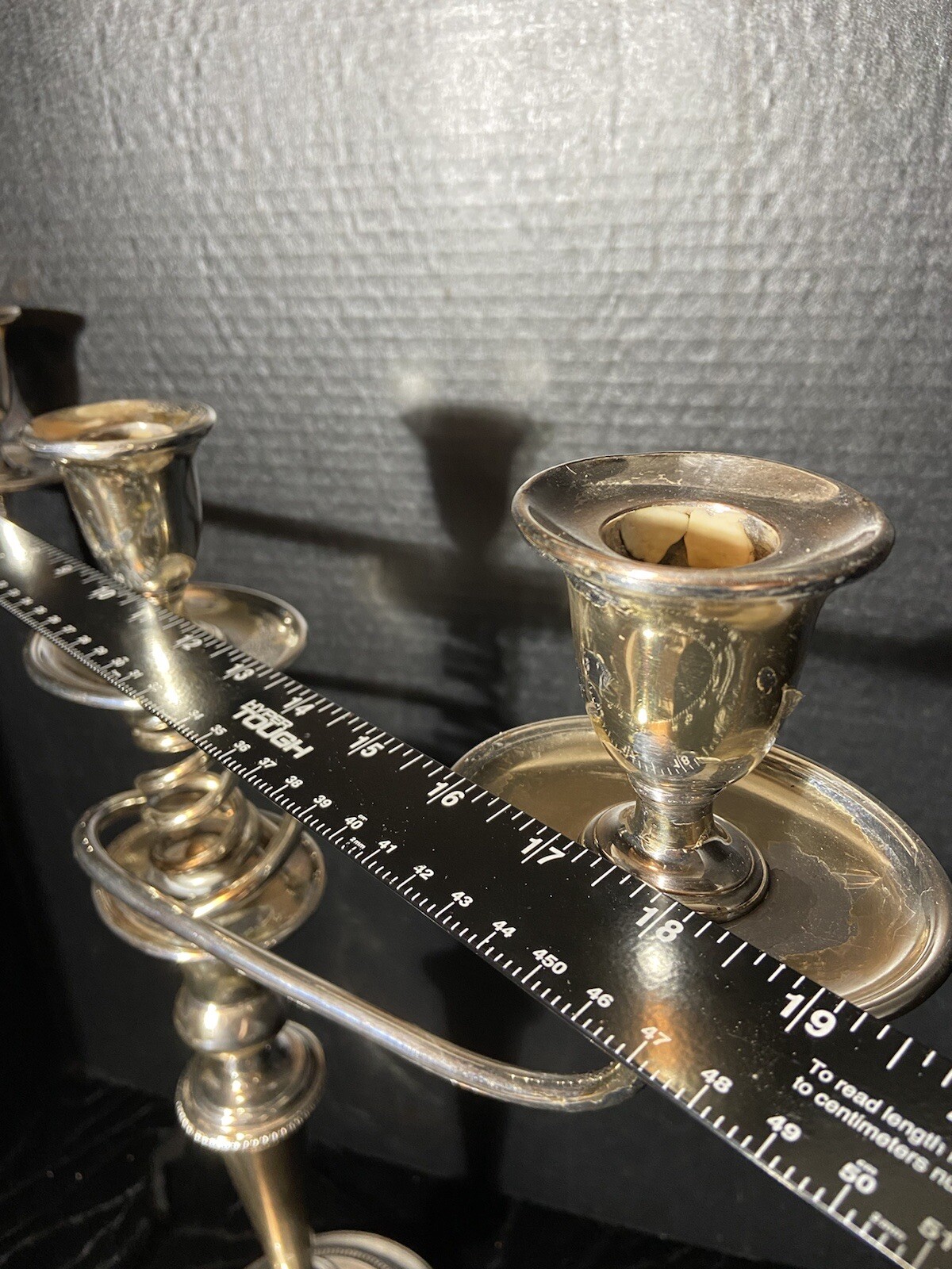 ANTIQUE CANDELABRA HIGH-QUALITY TWISTED ARM, THREE CANDLE SILVER PLATED TWO PART