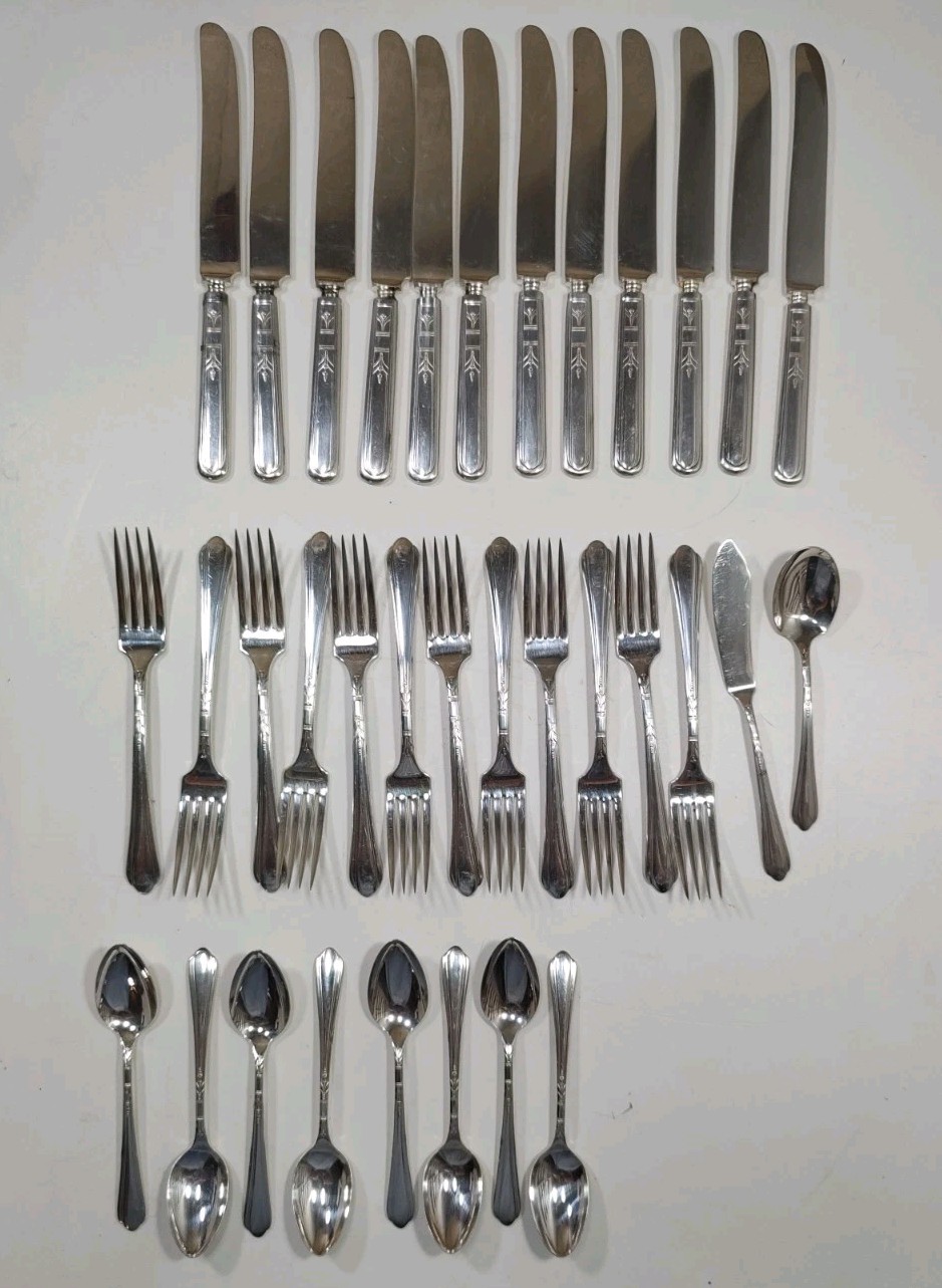 34 Piece Tudor Plate by Oneida Community Flatware Set June Nursery Silverplate