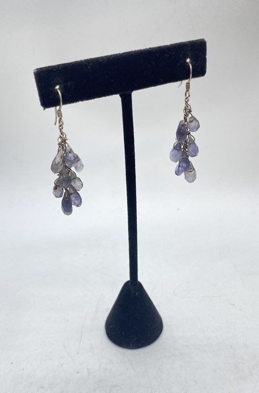 Sterling Silver 925 Amethyst Jewelry Lot of 3 Necklace & Earrings 22″ 15.8g