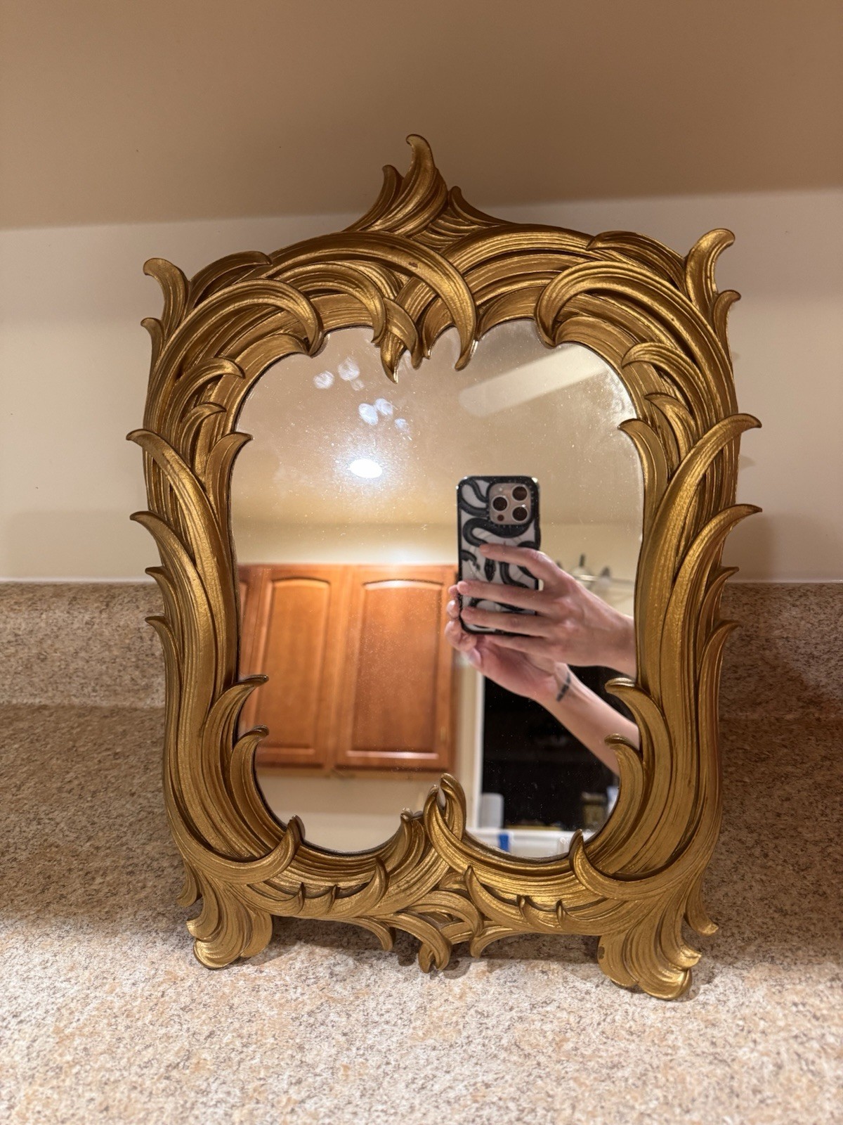 Vintage Baroque Rococo Wall Mirror Gold Ornate Syroco Style Hollywood MCM
