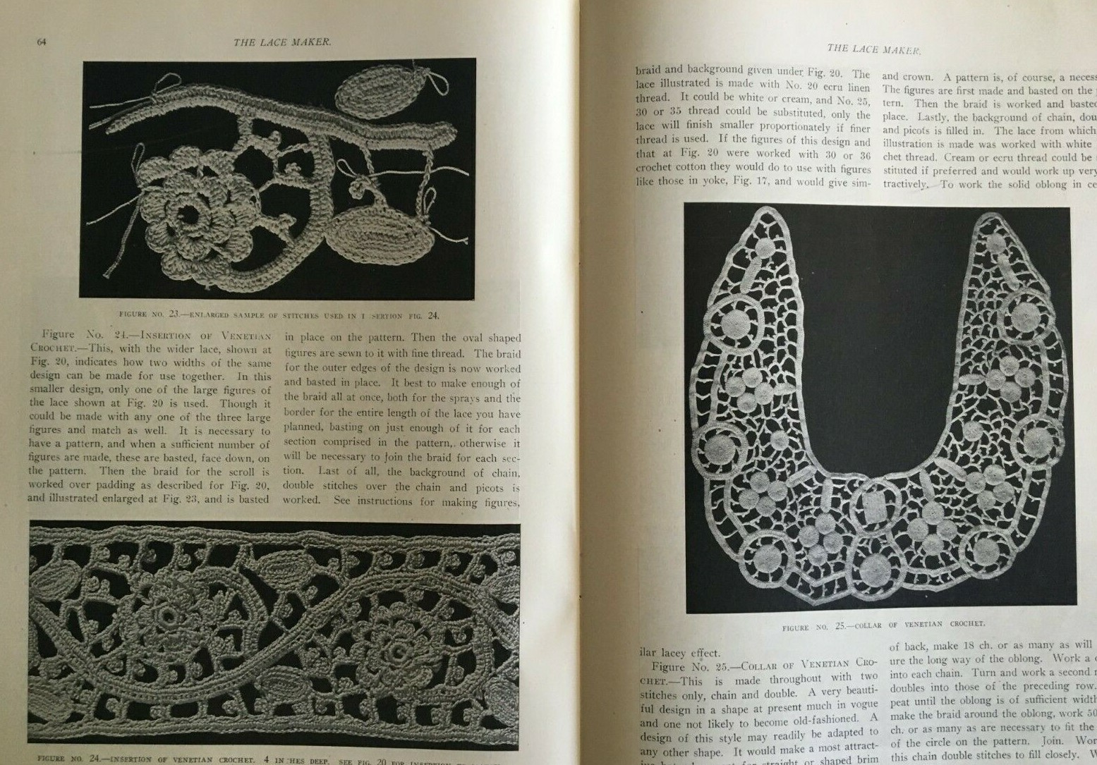 Antique 1912 The Lace Maker Venetian Crochet by Sara Hadley Booklet !!