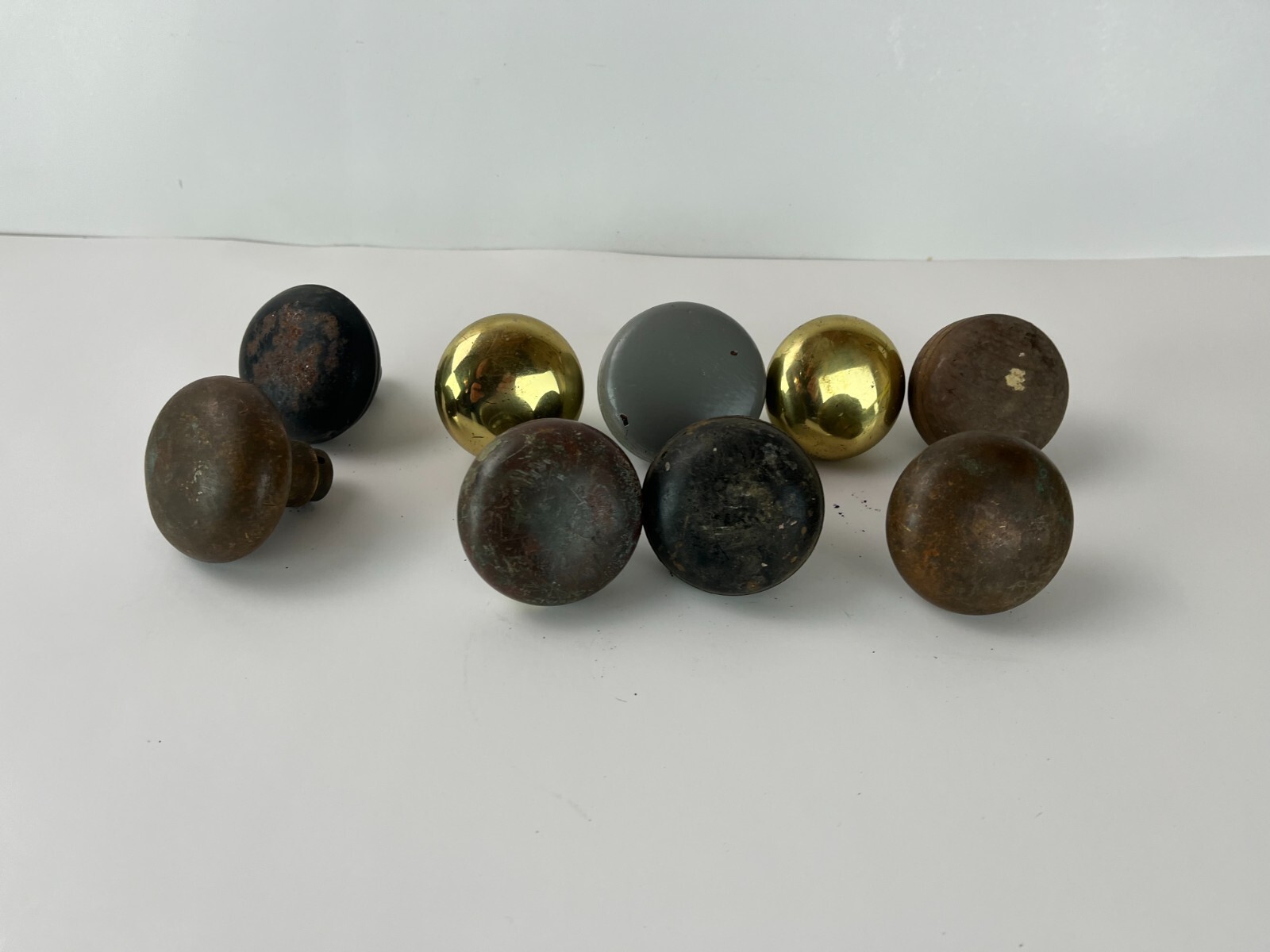 Antique Door Hardware Lot 9 Door Knobs Wood Brass Metal Knob Mortise