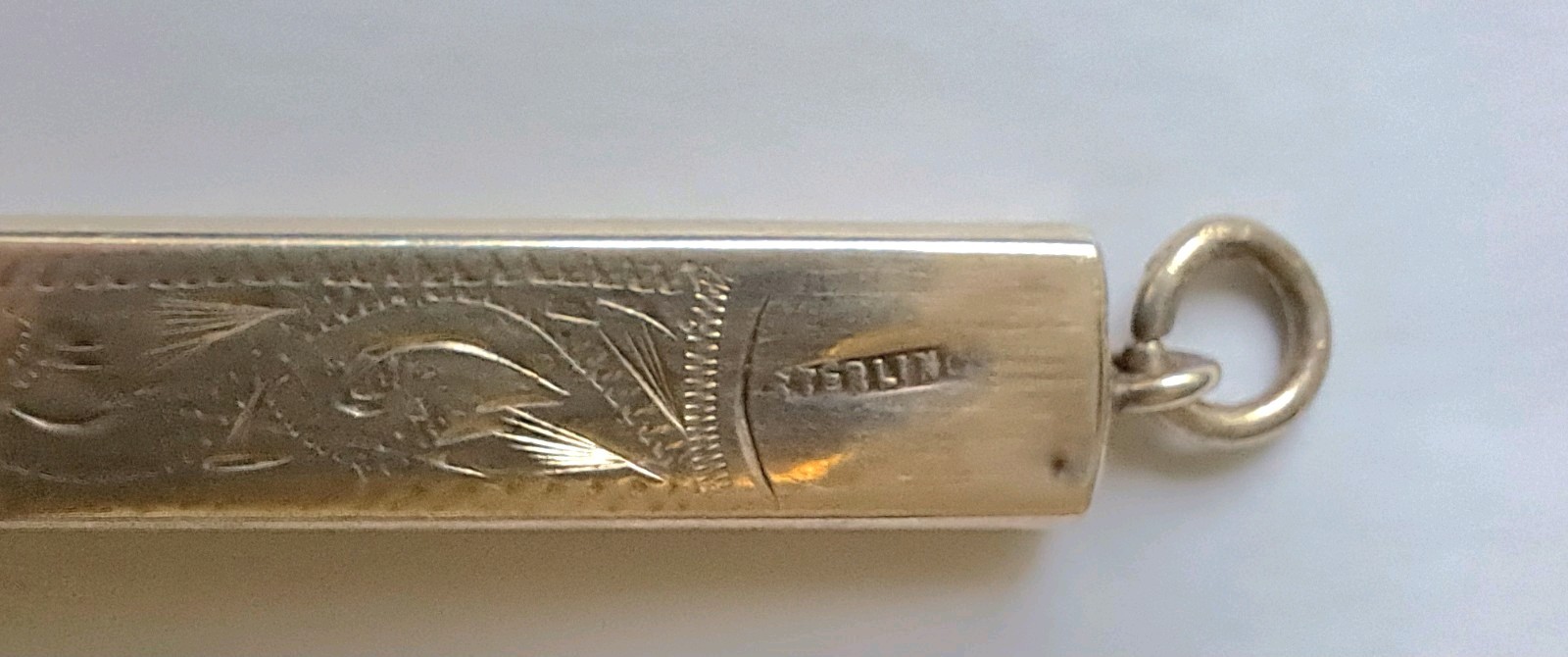 Antique Sterling Silver, Chatelaine Pencil Holder with Engraving.6.53gms