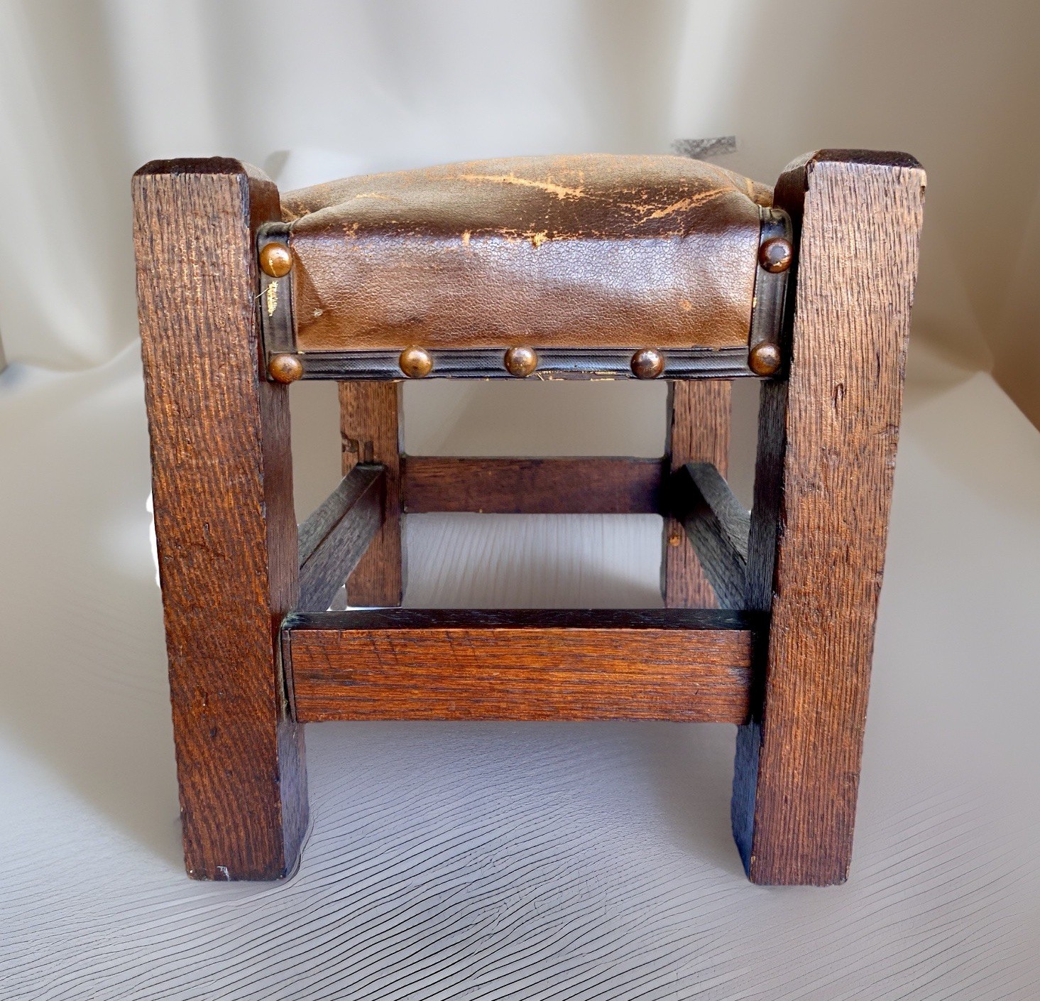Antique Arts & Crafts Mission Oak Footstool 12″ Tall, 14-1/4″ Long, 11-1/2″ Deep