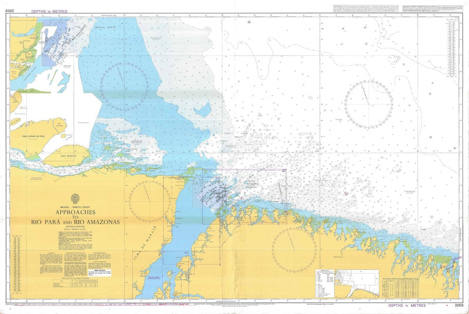 3959 Brazil North Coast Approaches Rio Para Amazonas Chart Map Marine Admiralty