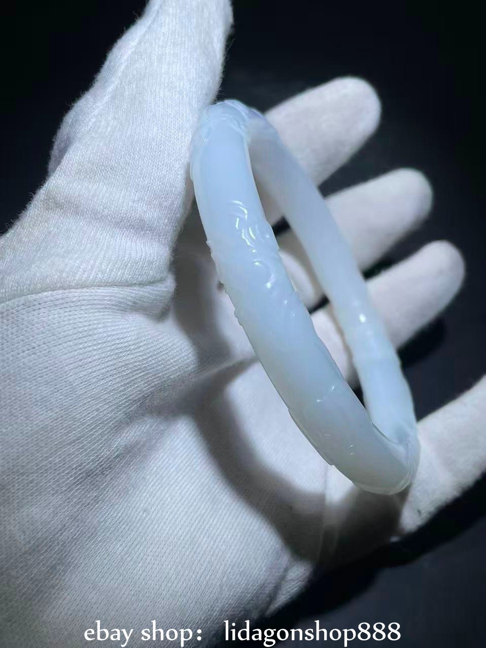 Chinese Natural Hetian Jade Carved Ms Bracelet Bangle inner diameter : 63 mm