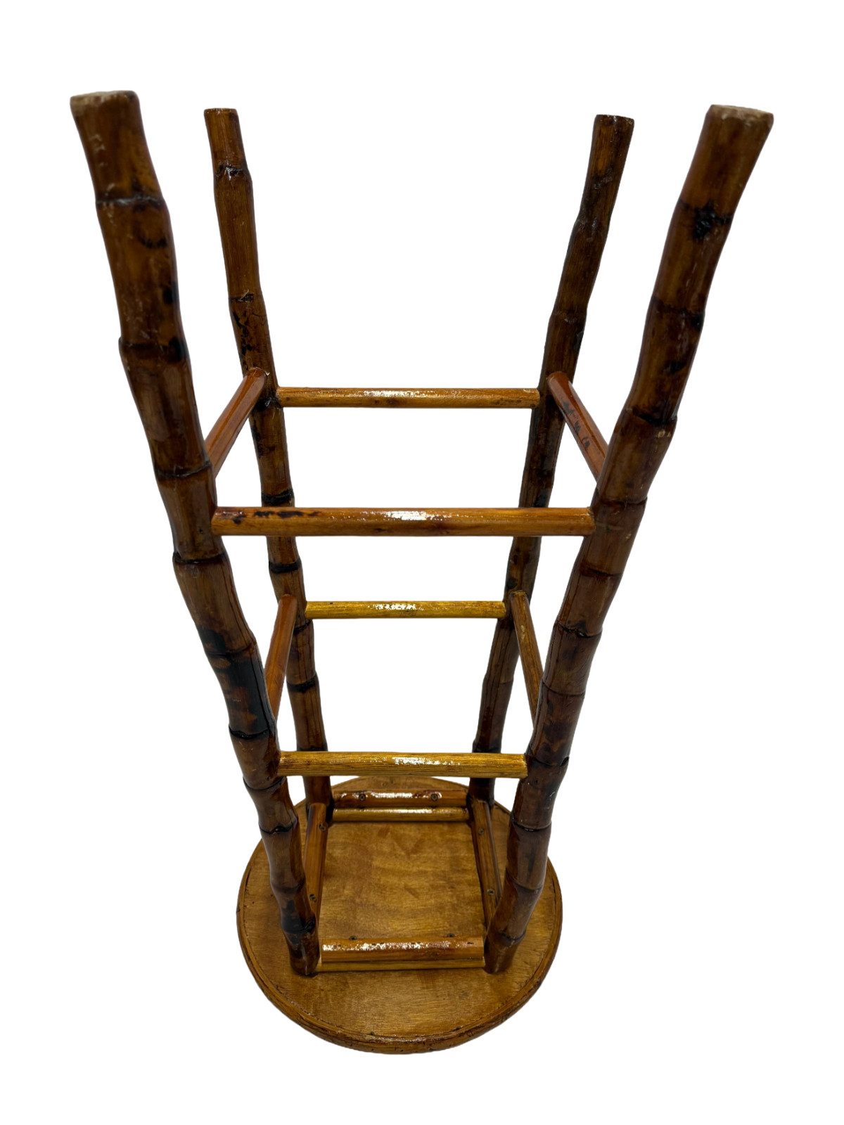 Mid-Century Kenian-Style Bamboo 30″ Bar Stool w/ Segmented Legs & Footrest