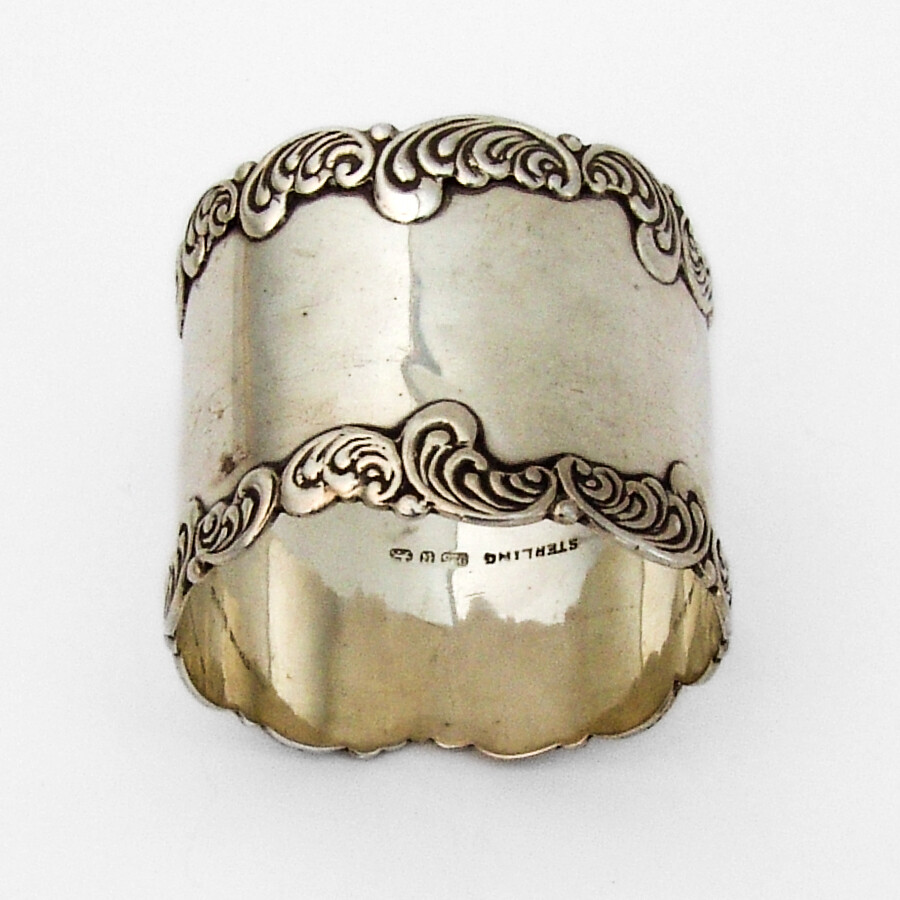 Baroque Scroll Napkin Ring Roden Brothers Sterling 1900 Mono