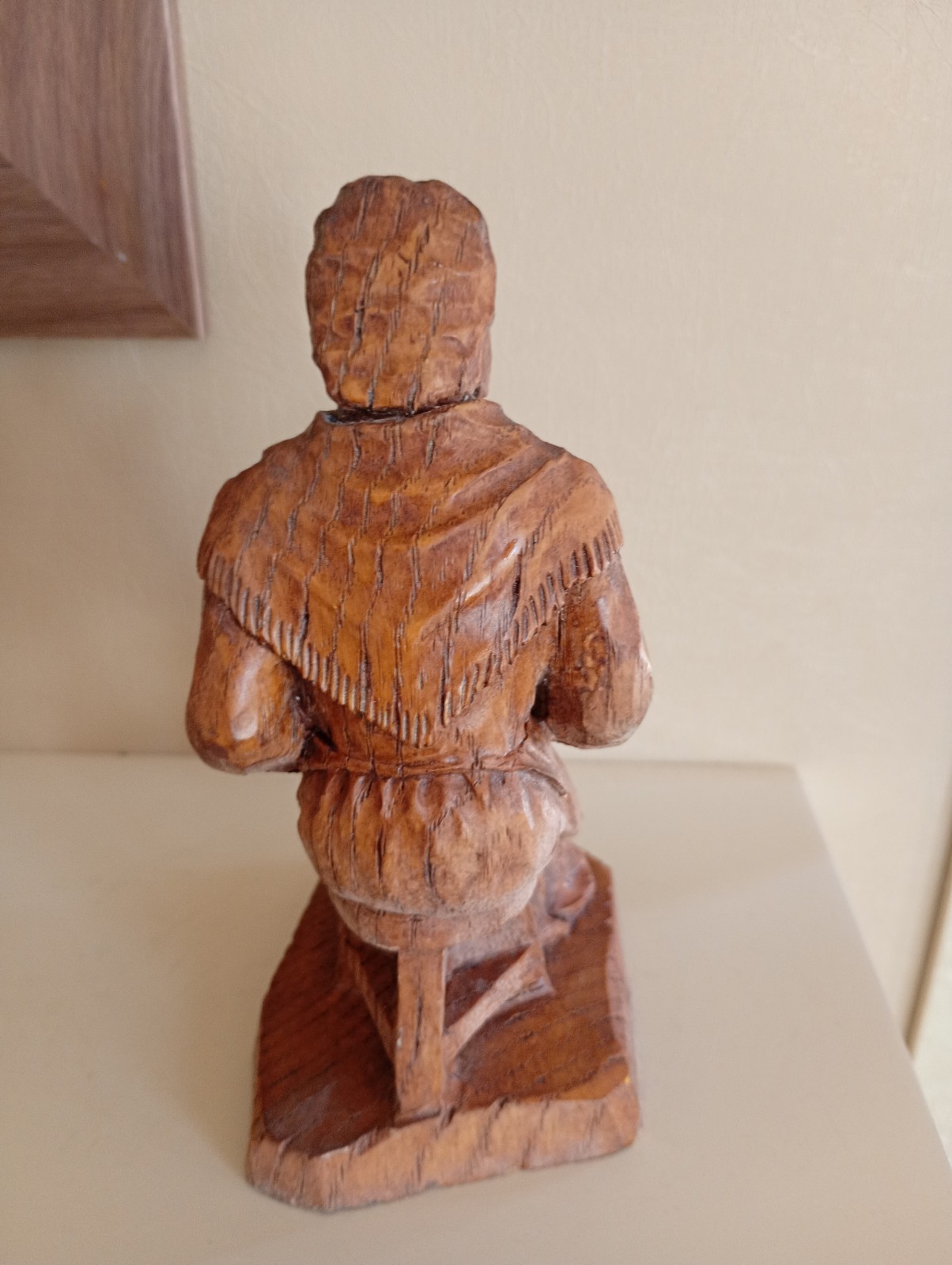 VTG S I C Alain Mariot French Folk Art Figurine Peasant Lace maker Faux Wood Vgc