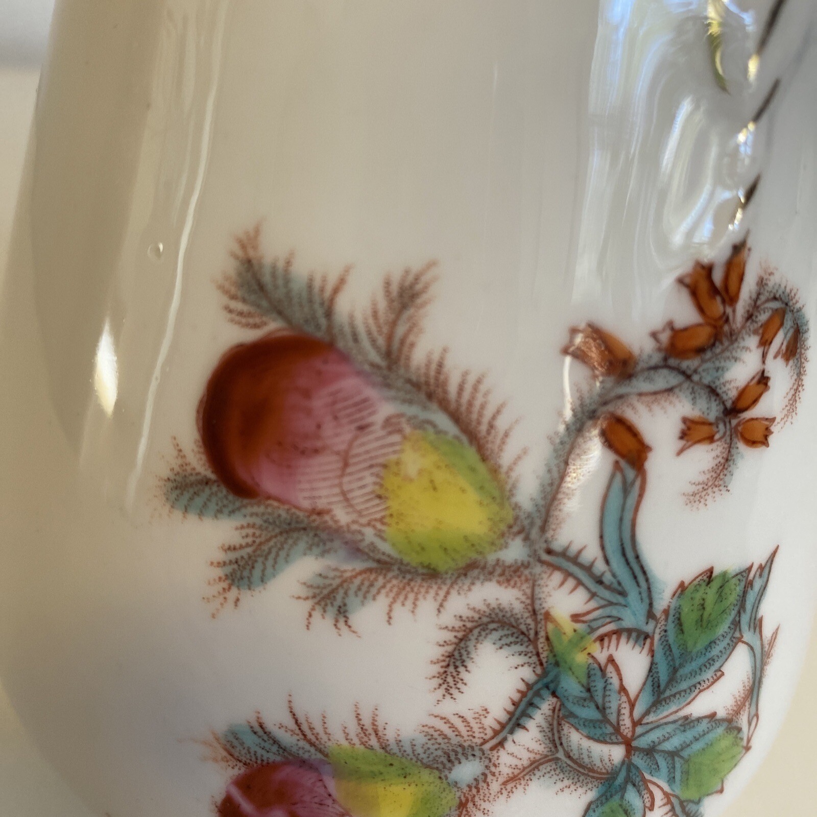Hand Painted Small Pitcher w Embossed Gilded Rope Knot and Rose Design