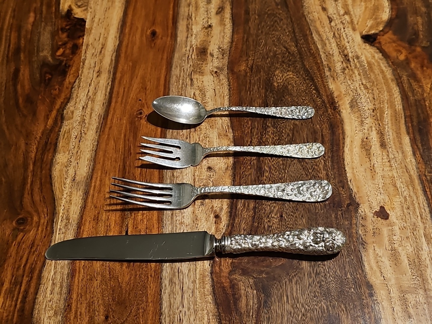 Vintage Sterling Silver Stieff Rose 4 piece 1-Place Setting Please Read Descript