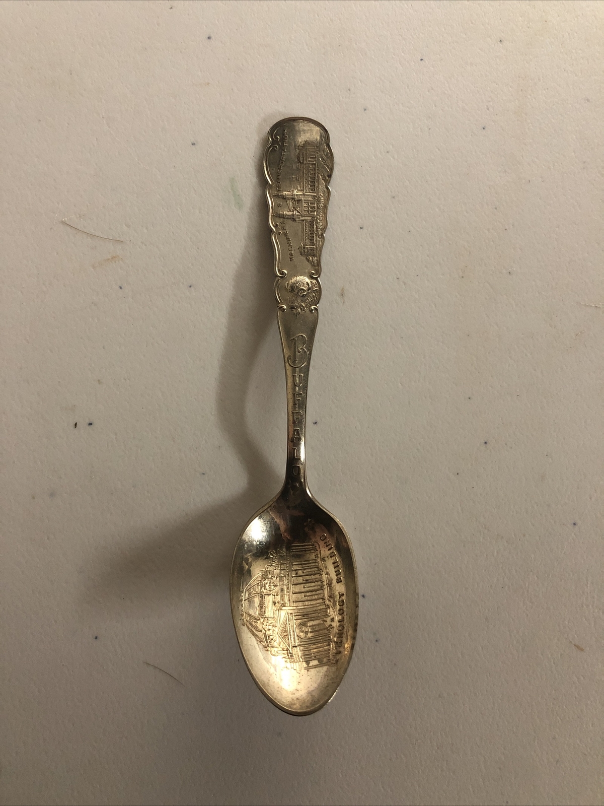 Vintage Buffalo Ethnology Building Silver Spoon