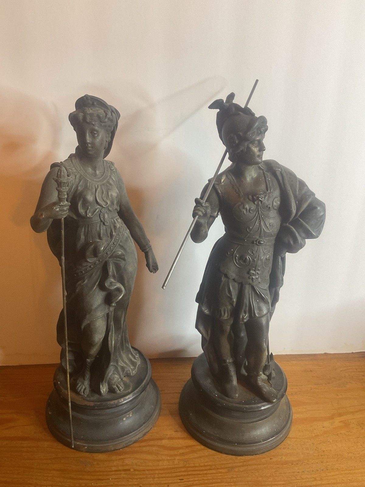 PAIR Renaissance Dressed Victorian FIGURES / CLOCK STATUES