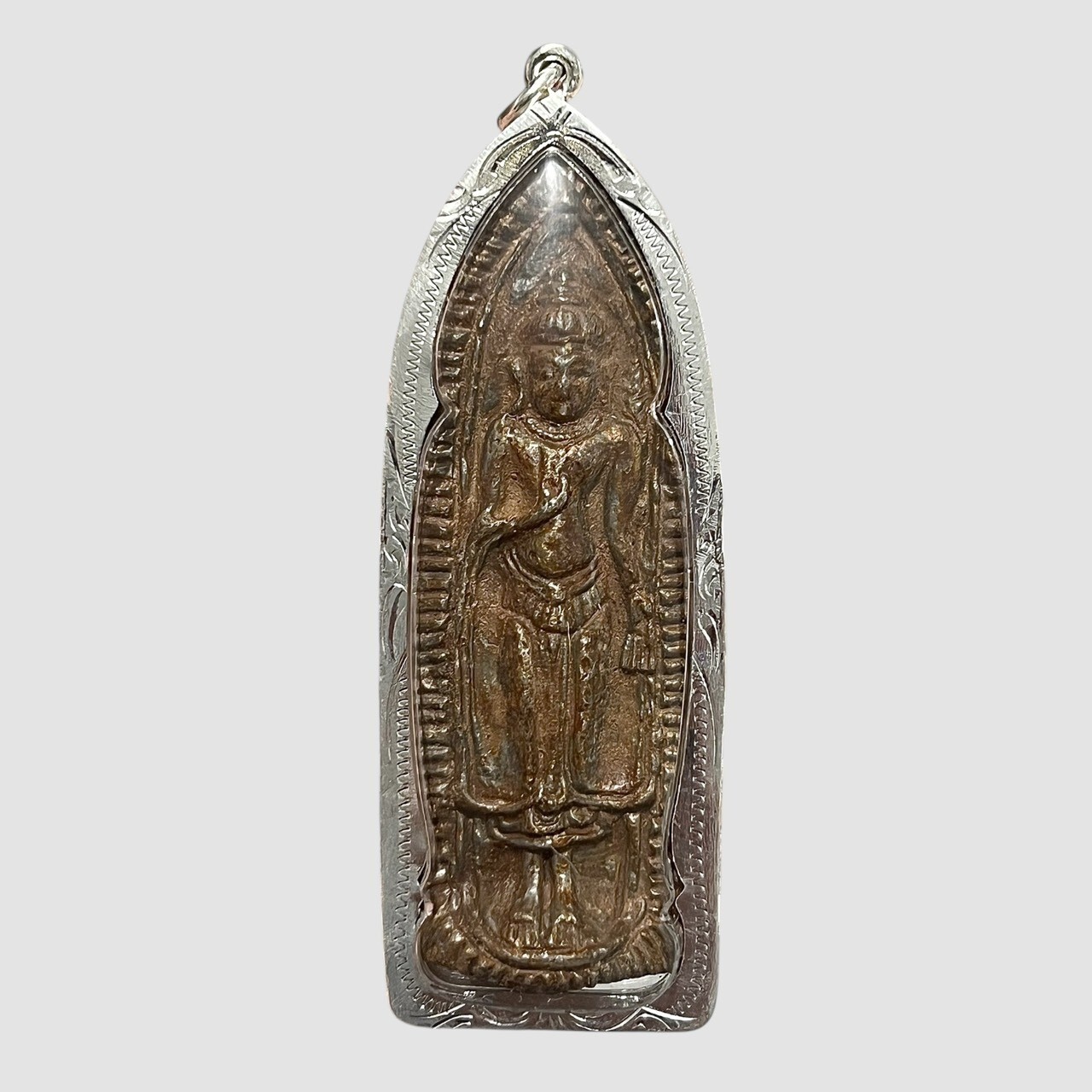 Antique Vintage Phra Ruang Rang Puen Thai buddha Temple Amulet Pendant Holy K984